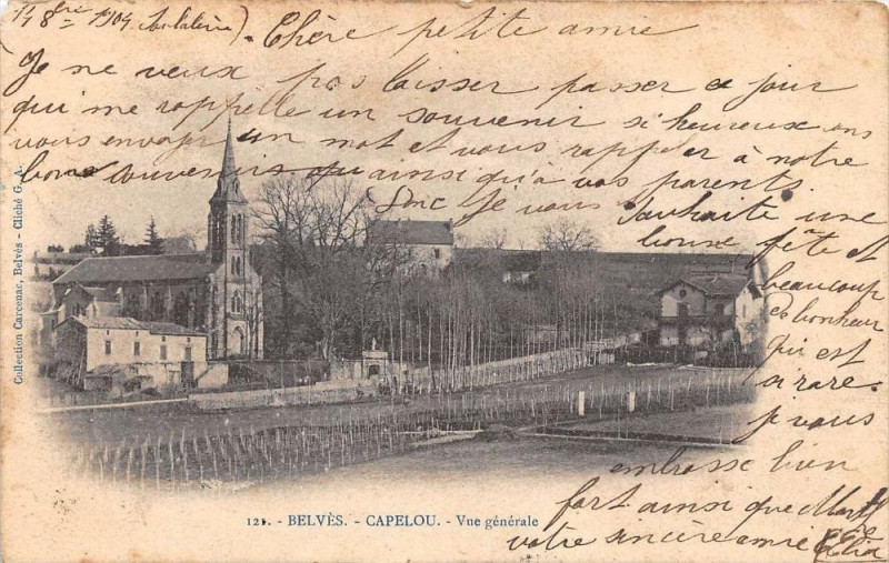 Carte postale ancienne Belves Capelou Vue Generale (dos non divisé)