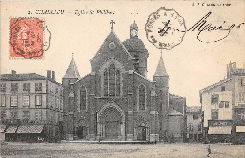 Carte postale ancienne Charlieu Eglise Saint Philibert à Charlieu