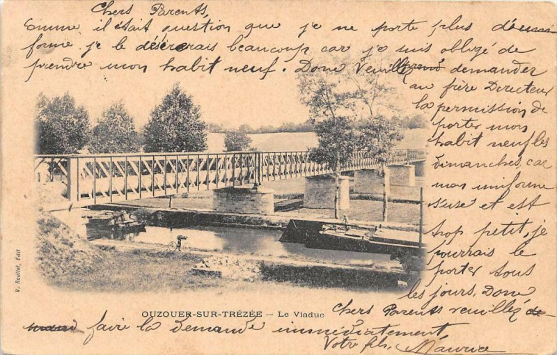 Carte postale ancienne Ouzouer Sur Trezee Le Viaduc (dos non divisé)