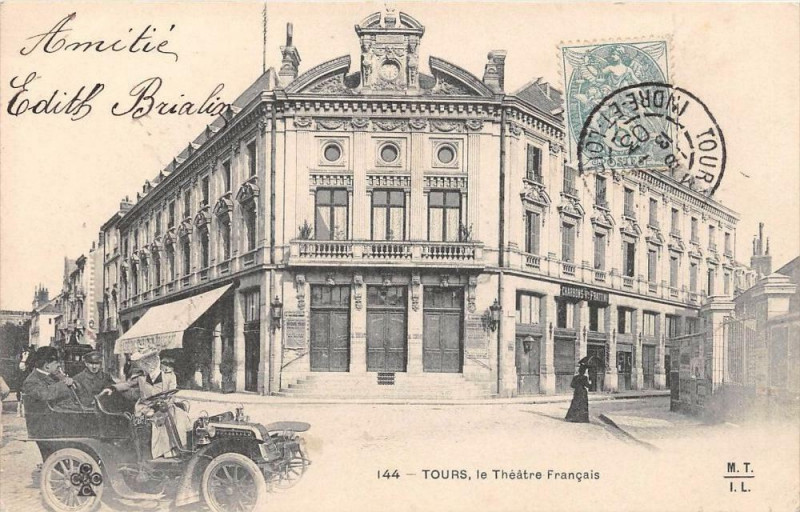 Carte postale ancienne Tours Le Theatre Francais (dos non divisé) à Tours