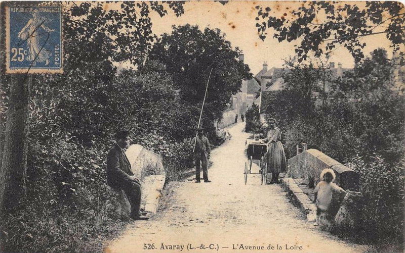 Carte postale ancienne Avaray L'Avenue De La Loire (Animation Top à Avaray