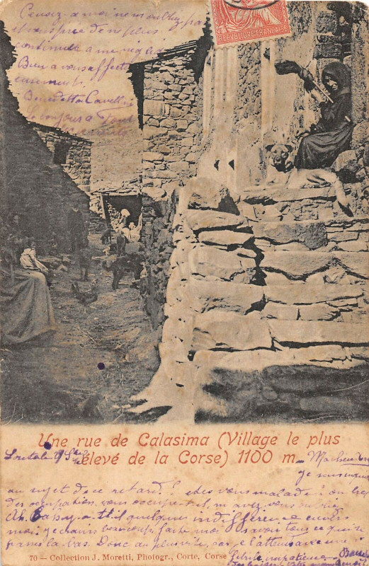 Carte postale ancienne 20 Corse Une Rue De Calasima (dos non divisé)