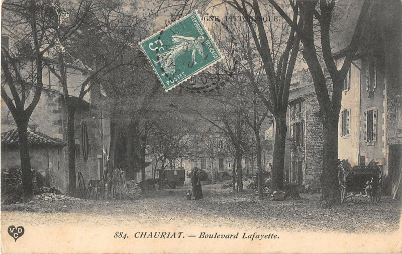 Carte postale ancienne Chauriat Boulevard Lafayette à Chauriat