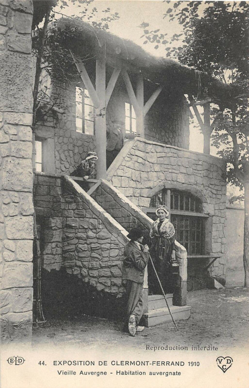 Carte postale ancienne Exposition De Clermont Ferrand 1910 Vieille Auvergnehabitation Auvergnate à Clermont-Ferrand