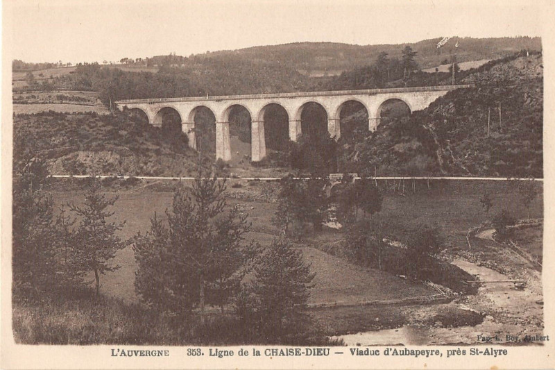 Carte postale ancienne Ligne De La Chaise Dieu Viaduc D'Aubapeyre Pres Saint-Alyre