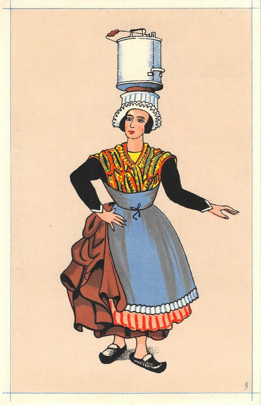 Carte postale ancienne Basse Auvergne Laitiere De Nohanent Illustrateur à Nohanent