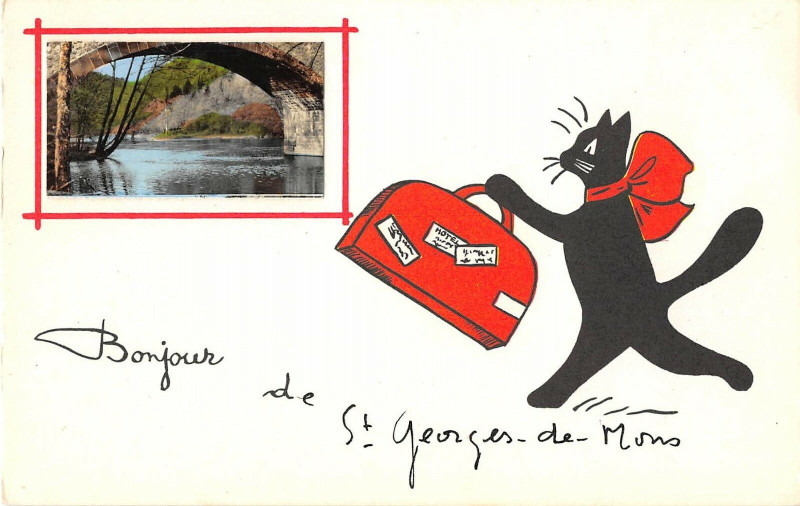 Carte postale ancienne Bonjour De Saint Georges De Mons à Mons