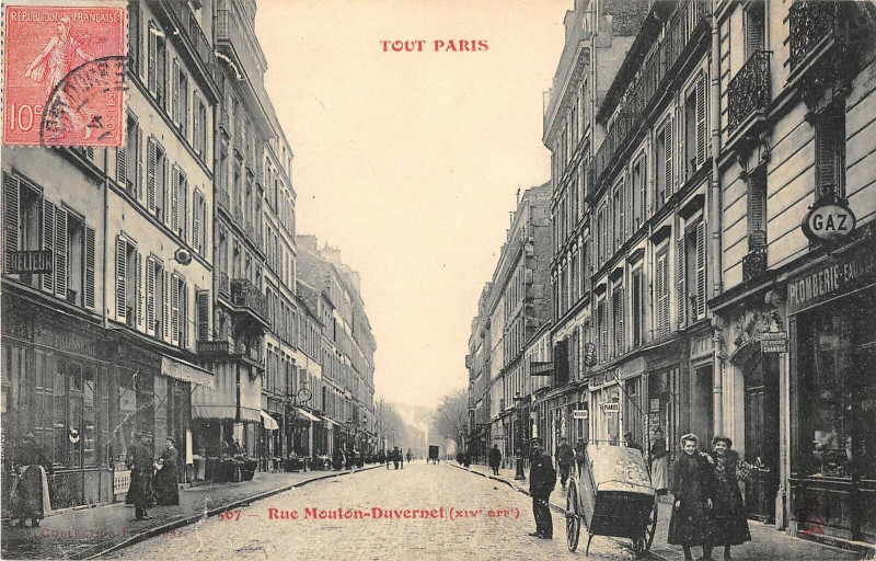 Carte postale ancienne Rue Mouton Duvernet à Paris 14e