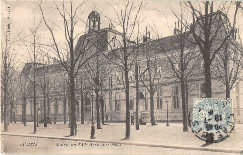 Carte postale ancienne Mairie du XVIe Arrondissement à Paris 16e