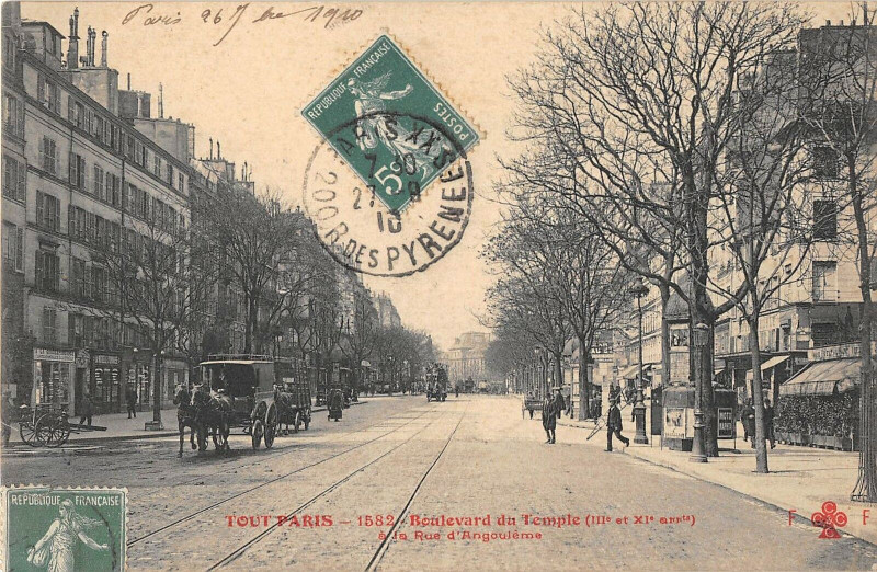 Carte postale ancienne Tout Paris Boulevard Du Temple A La Rue D'Angouleme à Paris