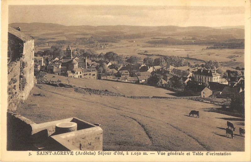 Carte postale ancienne Saint Agreve Vue Generale Et Table Orientation