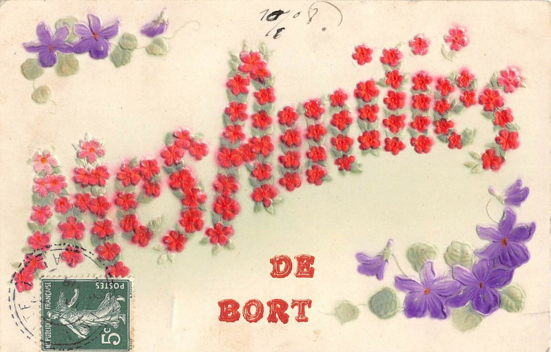 Carte postale ancienne Bort Cpa Gaufree Mes Amities De Bort
