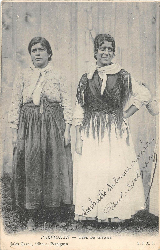Carte postale ancienne Perpignan Type De Gitane (dos non divisé) Gens Du Voyage Bohemiens à Perpignan