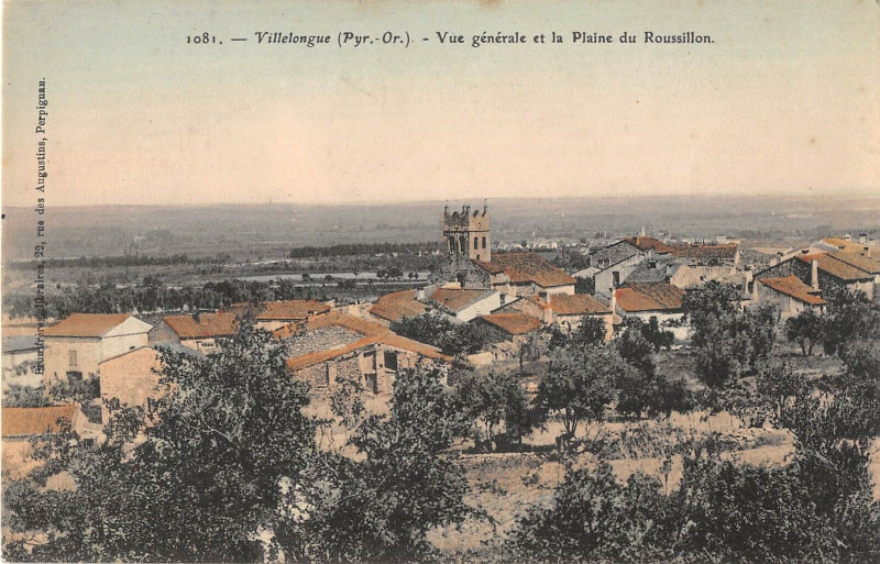 Carte postale ancienne Villelongue De La Salanque Vue Generale Et La Plaine Du Roussillon à Llo