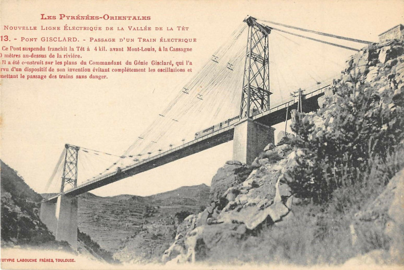 Carte postale ancienne Pont Gisclard Passage D'Un Train Electrique à Passa