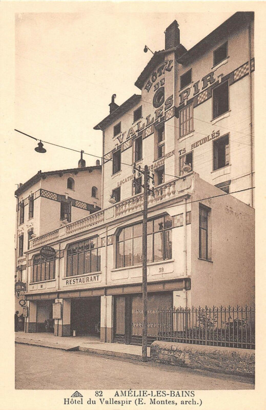 Carte postale ancienne Amelie Les Bains Hotel Du Vallespir