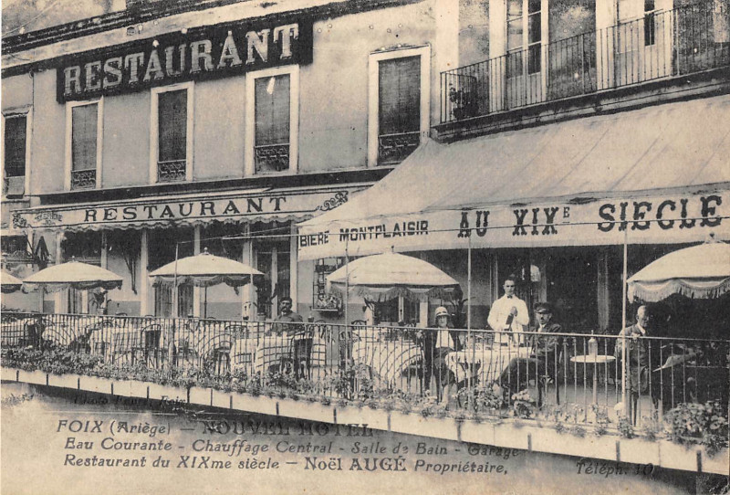 Carte postale ancienne Foix Nouvel Hotel Noel Auge (cliché horizontal pas courant à Foix