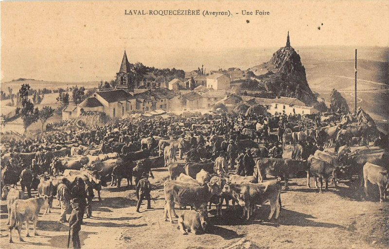 Carte postale ancienne Laval Roqueceziere Uen Foire