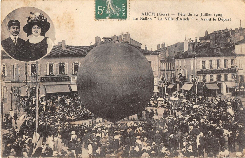 Carte postale ancienne Auch Fete Du 14 Juillet 1909 Le Ballon Ville D'Auch Lachez Tout à Auch