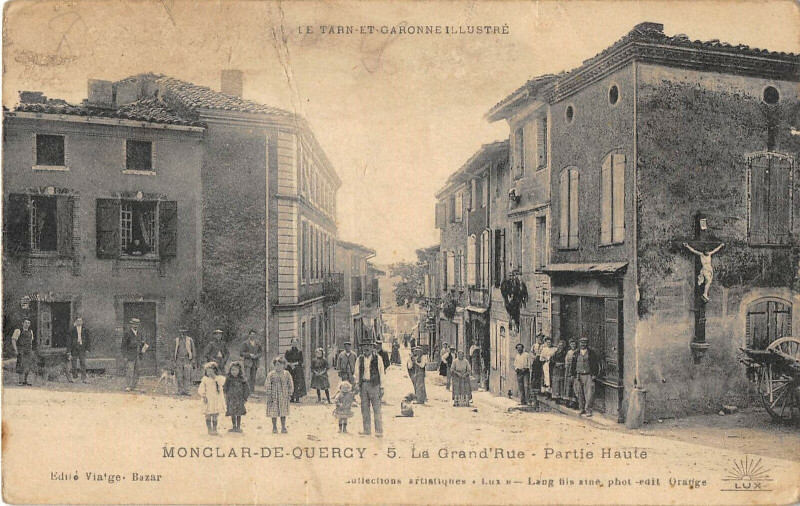 Carte postale ancienne Monclar De Quercy La Grand Rue Partie Haute à Monclar-de-Quercy