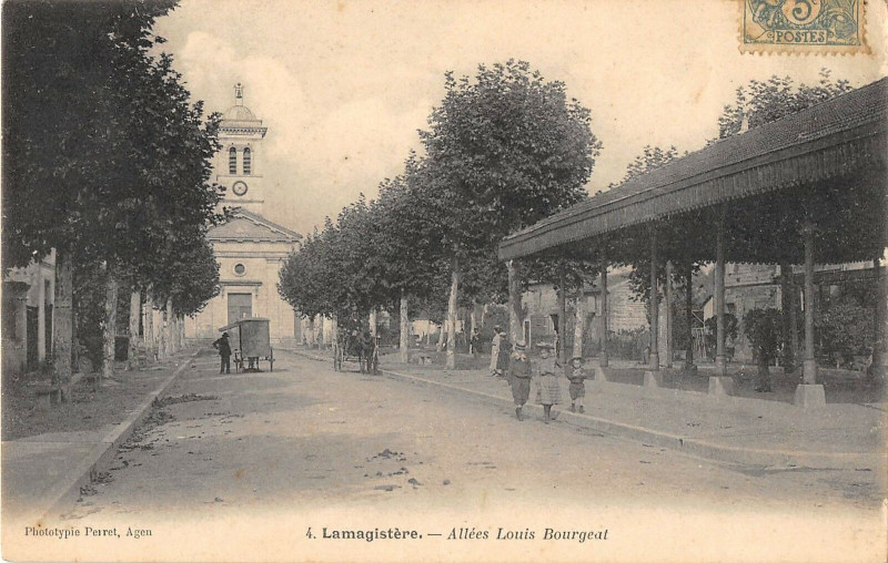 Carte postale ancienne Lamagistere Allees Louis Bourgeat à Lamagistère