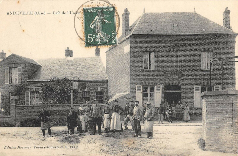 Carte postale ancienne Andeville Cafe De L'Union à Andeville