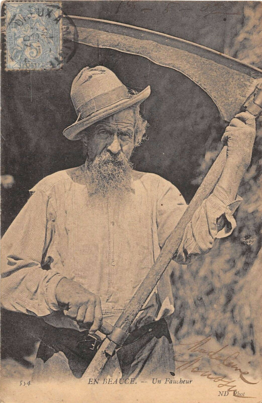 Carte postale ancienne En Beauce Un Faucheur