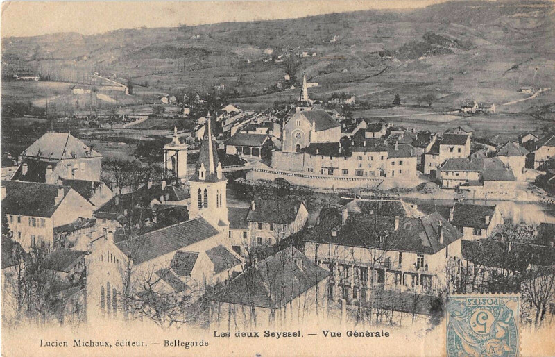 Carte postale ancienne Les Deux Seyssel Vue Generale à Seyssel