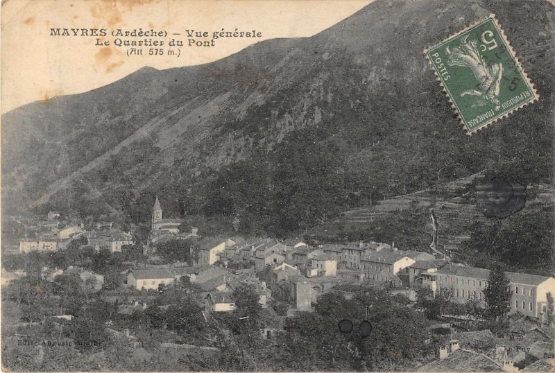Carte postale ancienne Vue générale - Le Quartier du Pont à Mayres