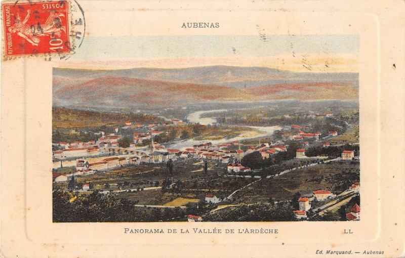 Carte postale ancienne Aubenas Panorama De La Vallee De L'Ardeche à Aubenas