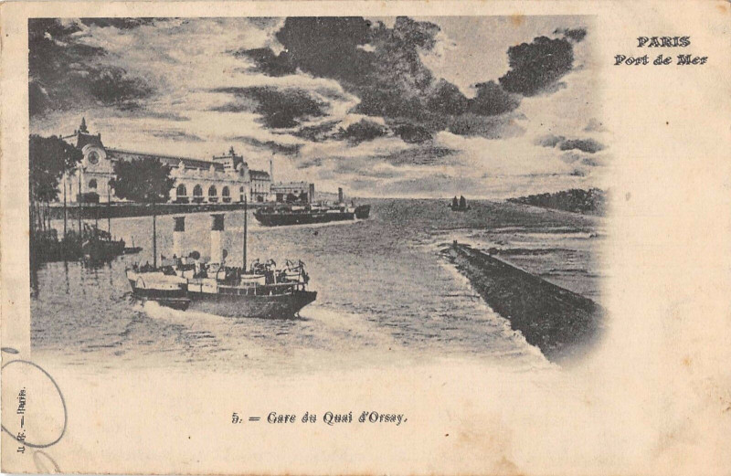 Carte postale ancienne Paris Port De Mer Gare Du Quai D'Orsay (dos non divisé) à Paris