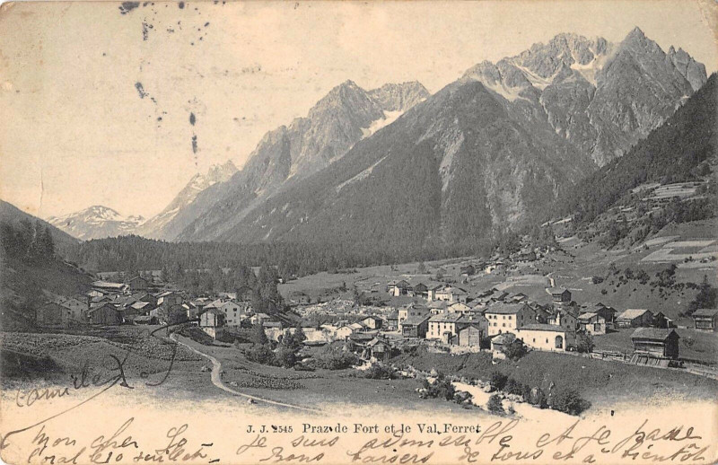 Carte postale ancienne Praz De Fort Et Le Val Ferret  (dos non divisé)