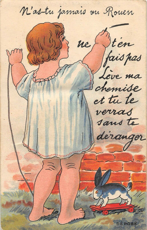 Carte postale ancienne Rouen Cpa A Systeme N'As Tu Jamais Vu Rouen à Rouen