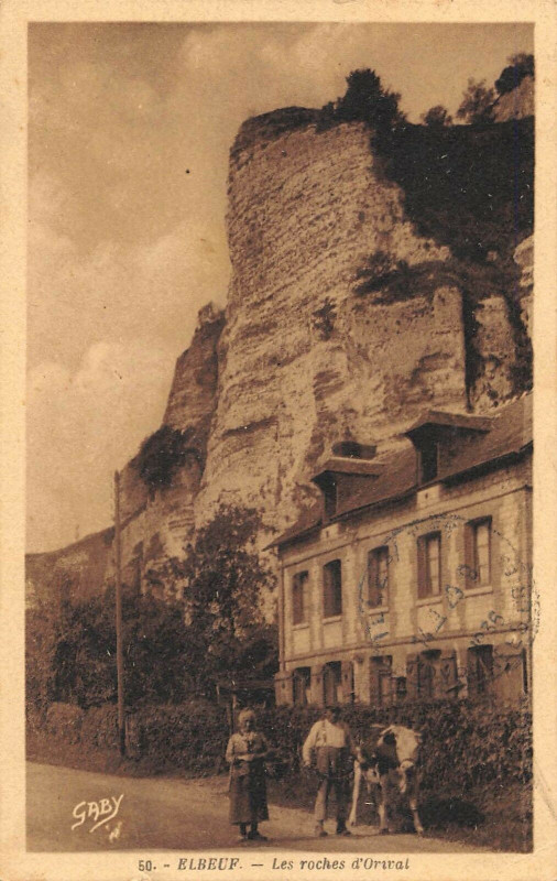 Carte postale ancienne Elbeuf Les Roches D'Orival à Elbeuf