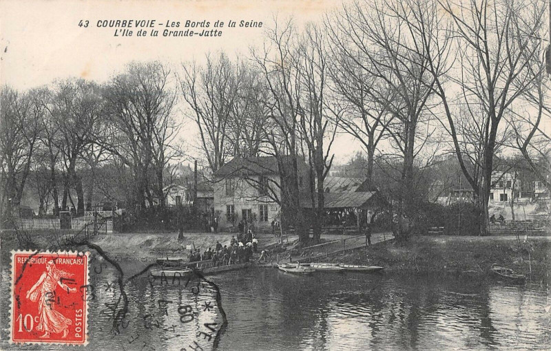 Carte postale ancienne Courbevoie Les Bords De La Seine L'Ile De La Grande Jatte à Courbevoie