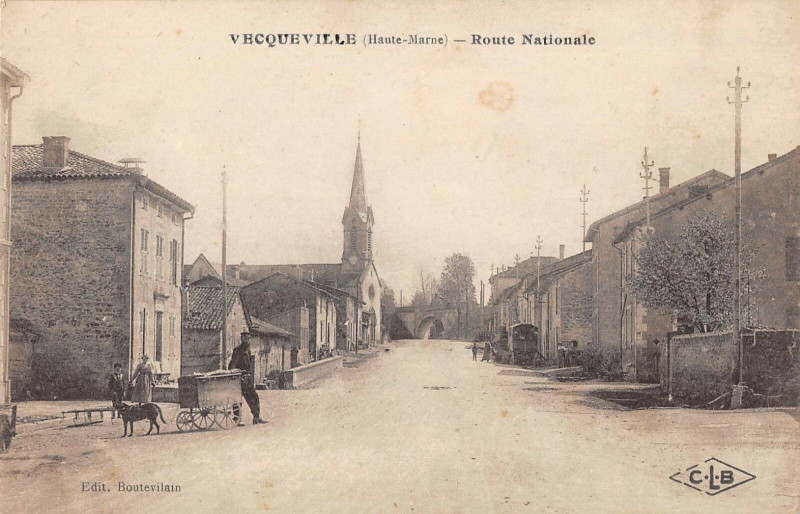 Carte postale ancienne Vecqueville Route Nationale à Vecqueville