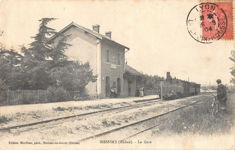 Carte postale ancienne Messimy La Gare (Train (cliché pas courant à Messimy
