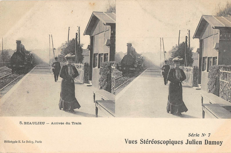 Carte postale ancienne Beaulieu Arrivee Du Train