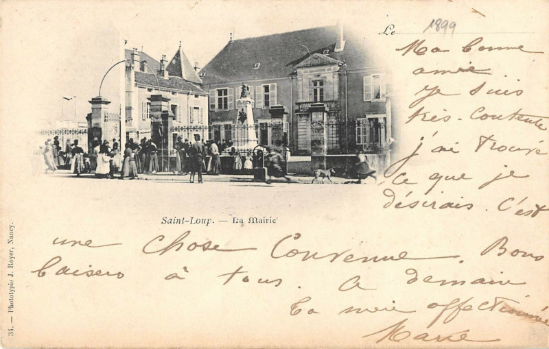 Carte postale ancienne Saint Loup La Mairie (dos non divisé) cpa précurseur année 1899