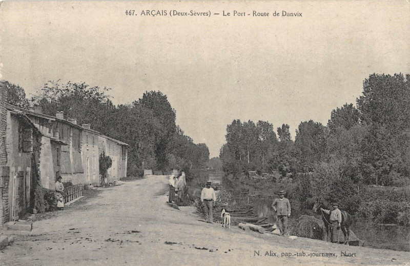 Carte postale ancienne Arcais Le Port Route De Danvix à Arçais
