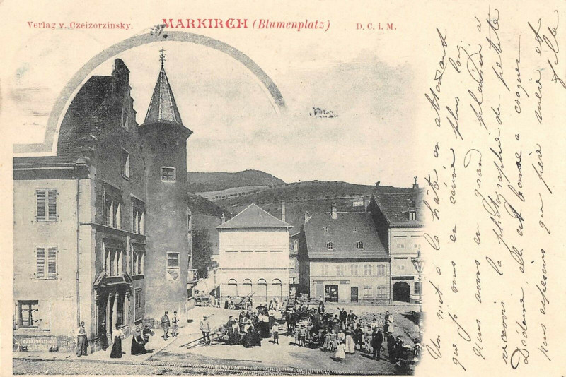 Carte postale ancienne Markirch Blumenplatz (dos non divisé) Annee 1899