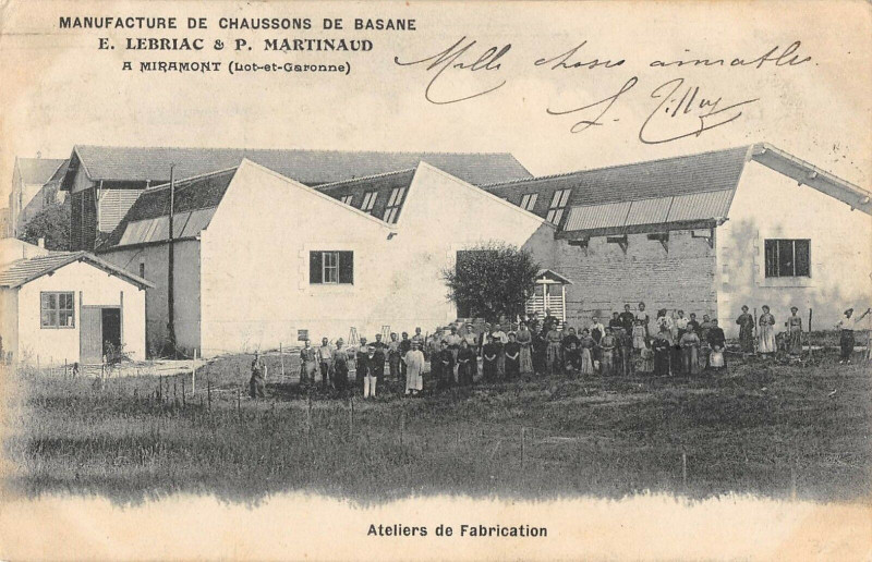 Carte postale ancienne Miramont Manufacture De Chaussons De Basane E.lebriac Et Martinaud