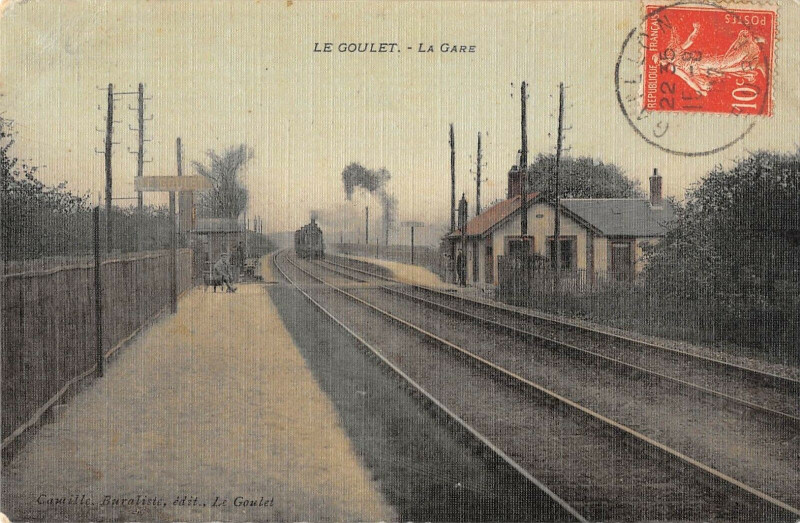 Carte postale ancienne Le Goulet (cpa toilée émaillée Train