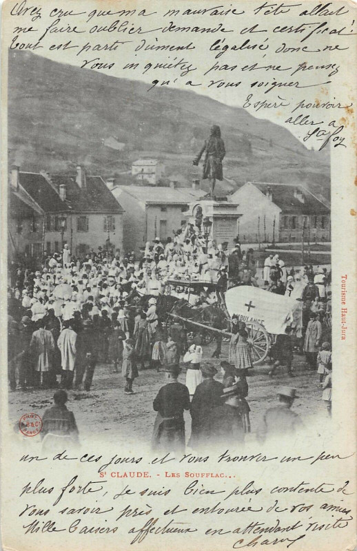 Carte postale ancienne Saint Claude Les Soufflac...(Dos non divisé) à Saint-Claude
