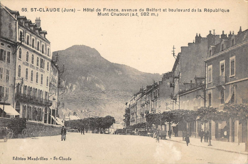 Carte postale ancienne Saint Claude Hotel De France Avenue De Belfort à Saint-Claude