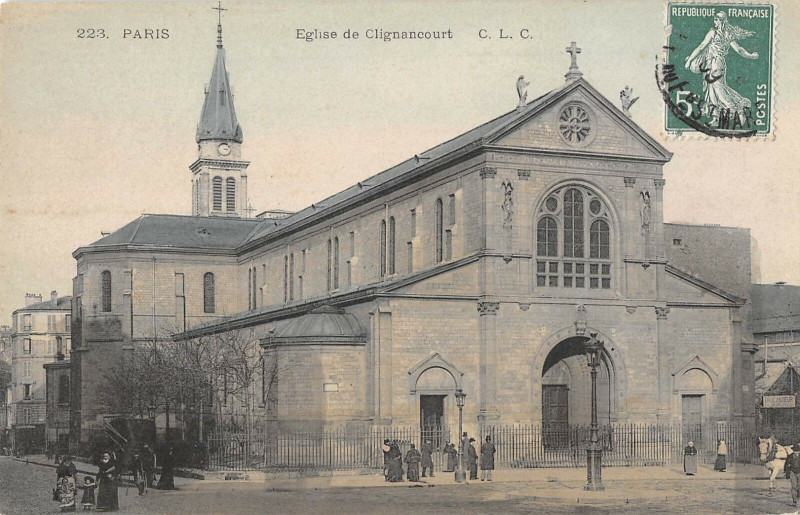 Carte postale ancienne Paris Eglise De Clignancourt à Paris