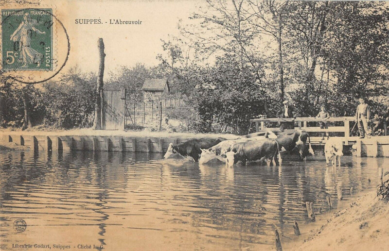 Carte postale ancienne Suippes L'Abreuvoir à Suippes