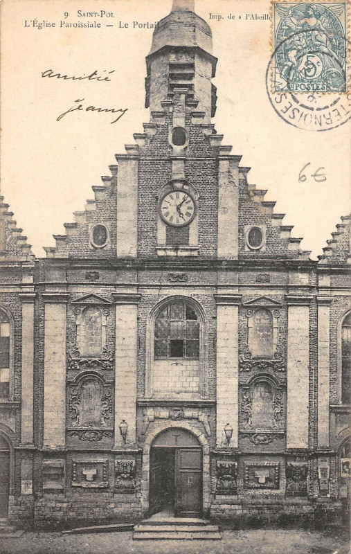 Carte postale ancienne Saint Pol Eglise Portail