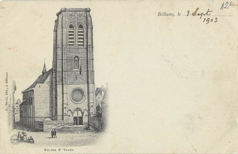 Carte postale ancienne Bethune Eglise Saint-Vaast (dos non divisé) à Béthune