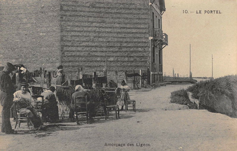 Carte postale ancienne Le Portel Amorcage Des Lignes au Portel